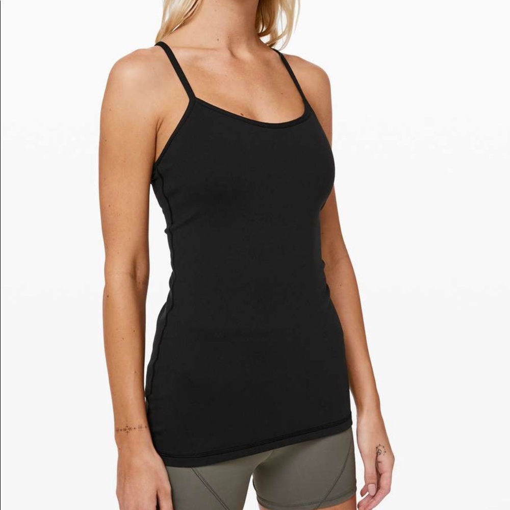 lululemon power y tank luon medium support b/c cup black size 2